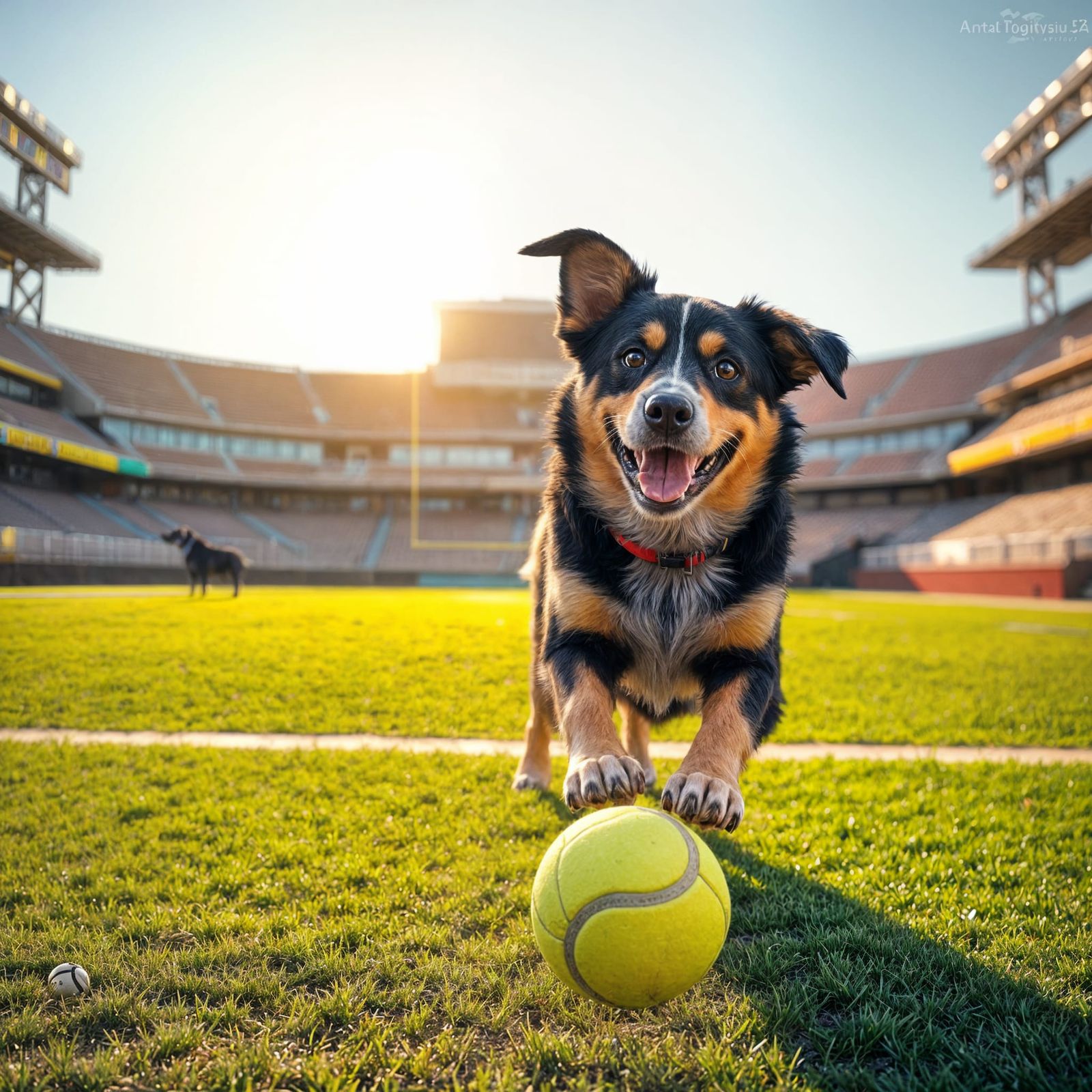 Vibrant Canine Joy in Cyberpunk-Inspired 3D Art