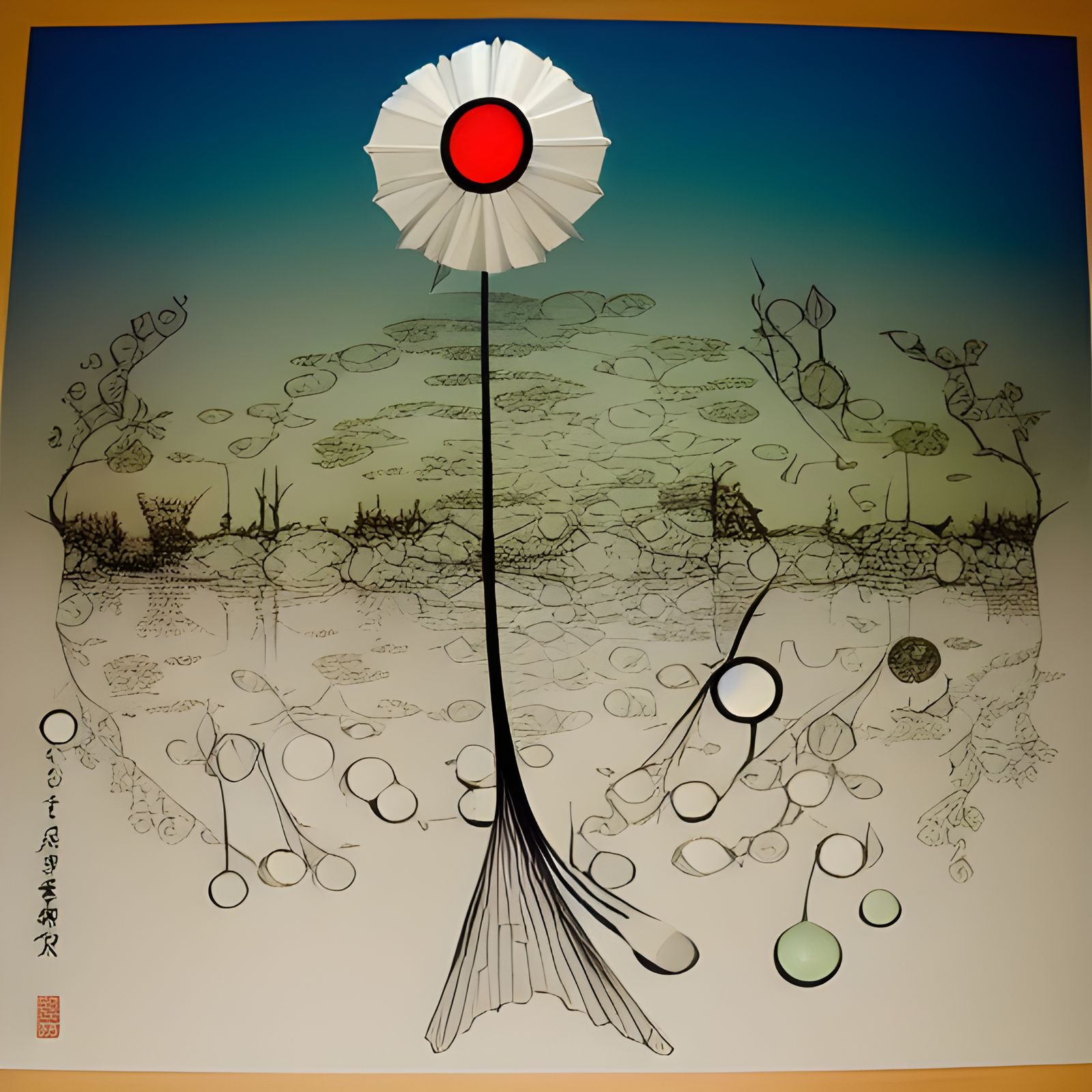 Surreal Paper Garden Dreamworld with Origami Birds