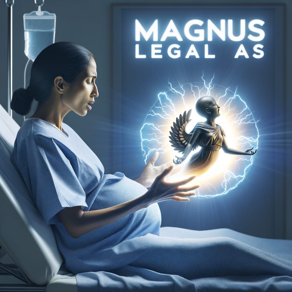 Woman Gives Birth to Law Firm Logo in Radiant Light