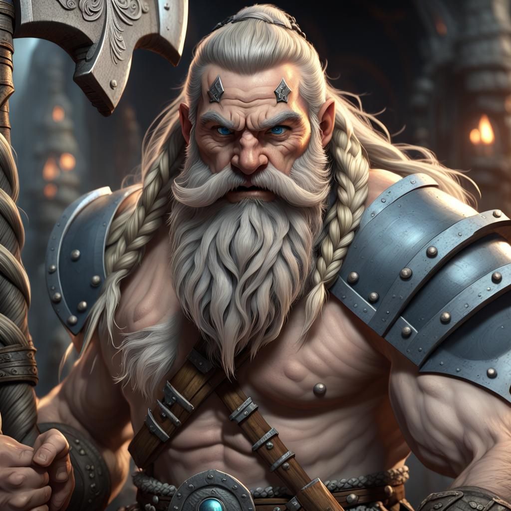 Dwarf Barbarian Concept Art in Dark Fantasy Style