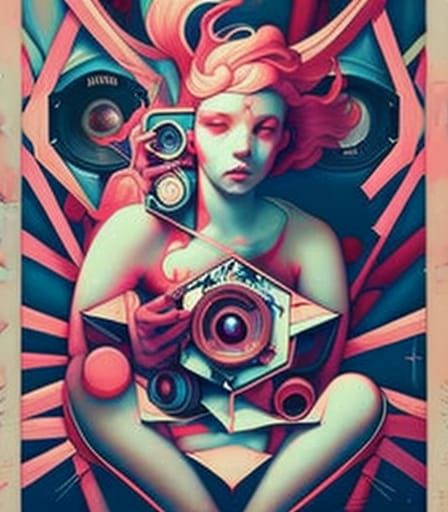 Street Art Poster Inspired by Camera Parts in a James Jean S...