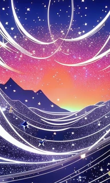 Sparkling Starwave Ocean in Art Nouveau Style