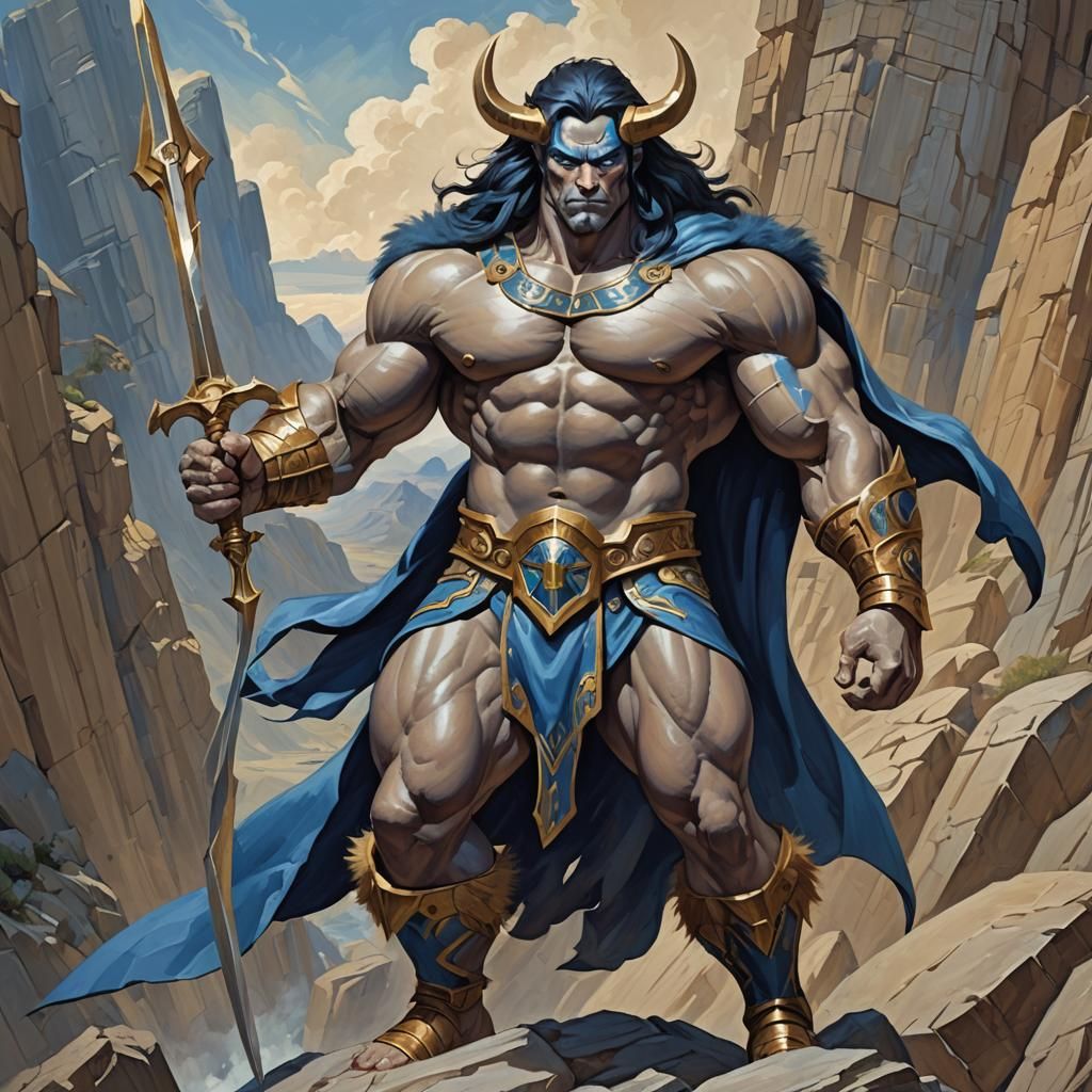 Sci-Fi Warrior God in Cubist Neoclassical Style