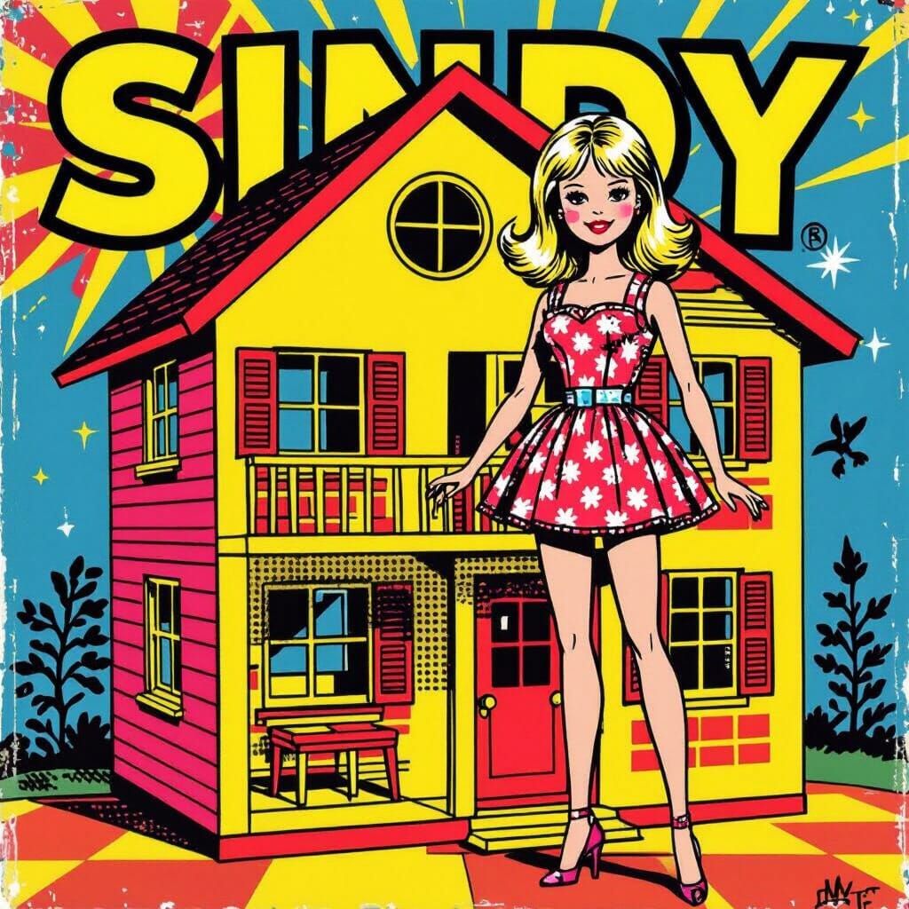 Sindy Doll Pedigree in Iconic Dollhouse Pop Art Style