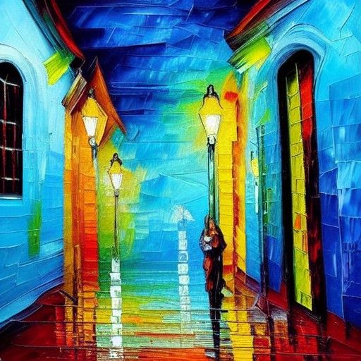 Dark Alley in Expressionist Painting Style