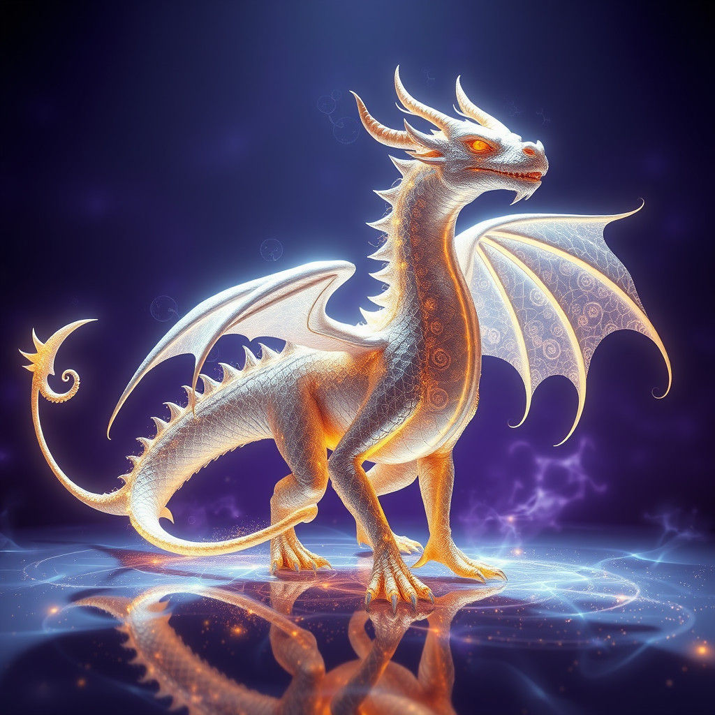 Majestic Fractal Dragon in Ethereal Luminescence