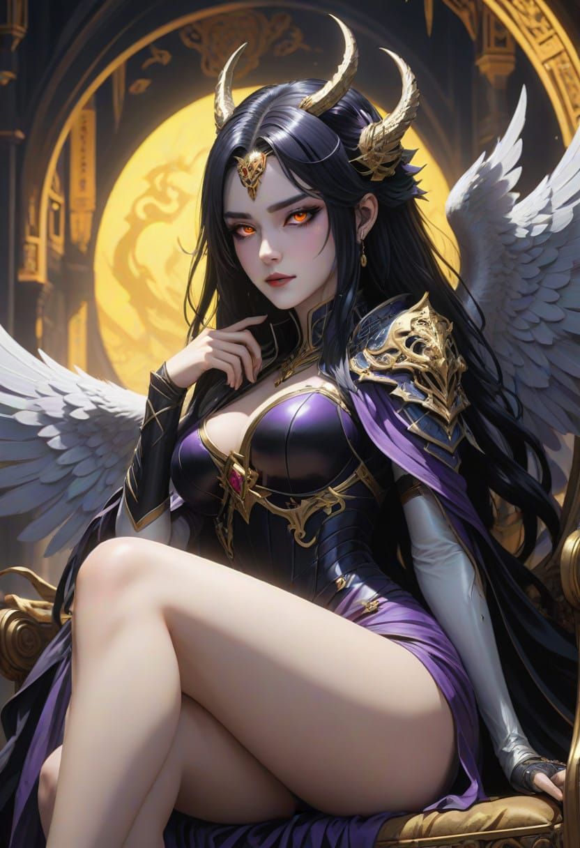 Regal Albedo in Elegant Splendor, Anime-Inspired Digital Art