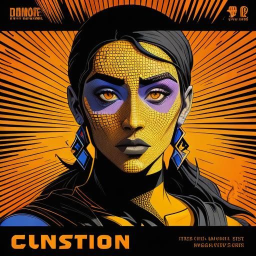 Cubist Girl at Sunset: Comic Book Style Portrait