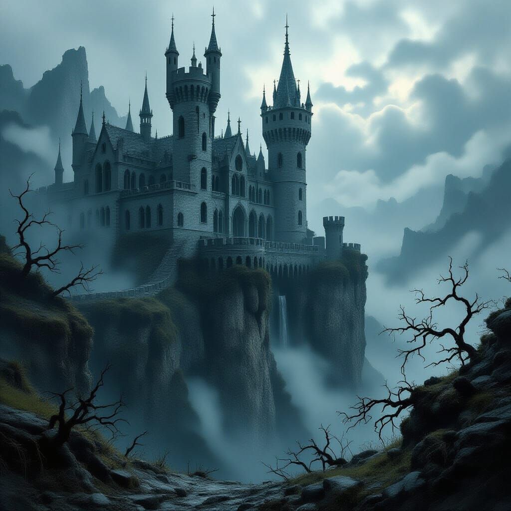 Eerie Gothic Castle in Dark Fantasy Style