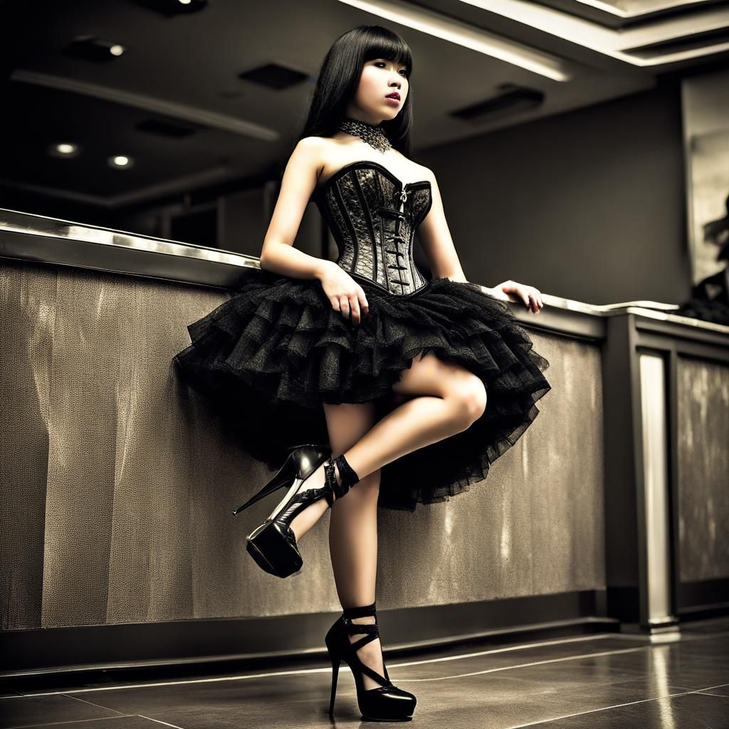 Figure in Corset and High Heels: Hyperrealistic Detail