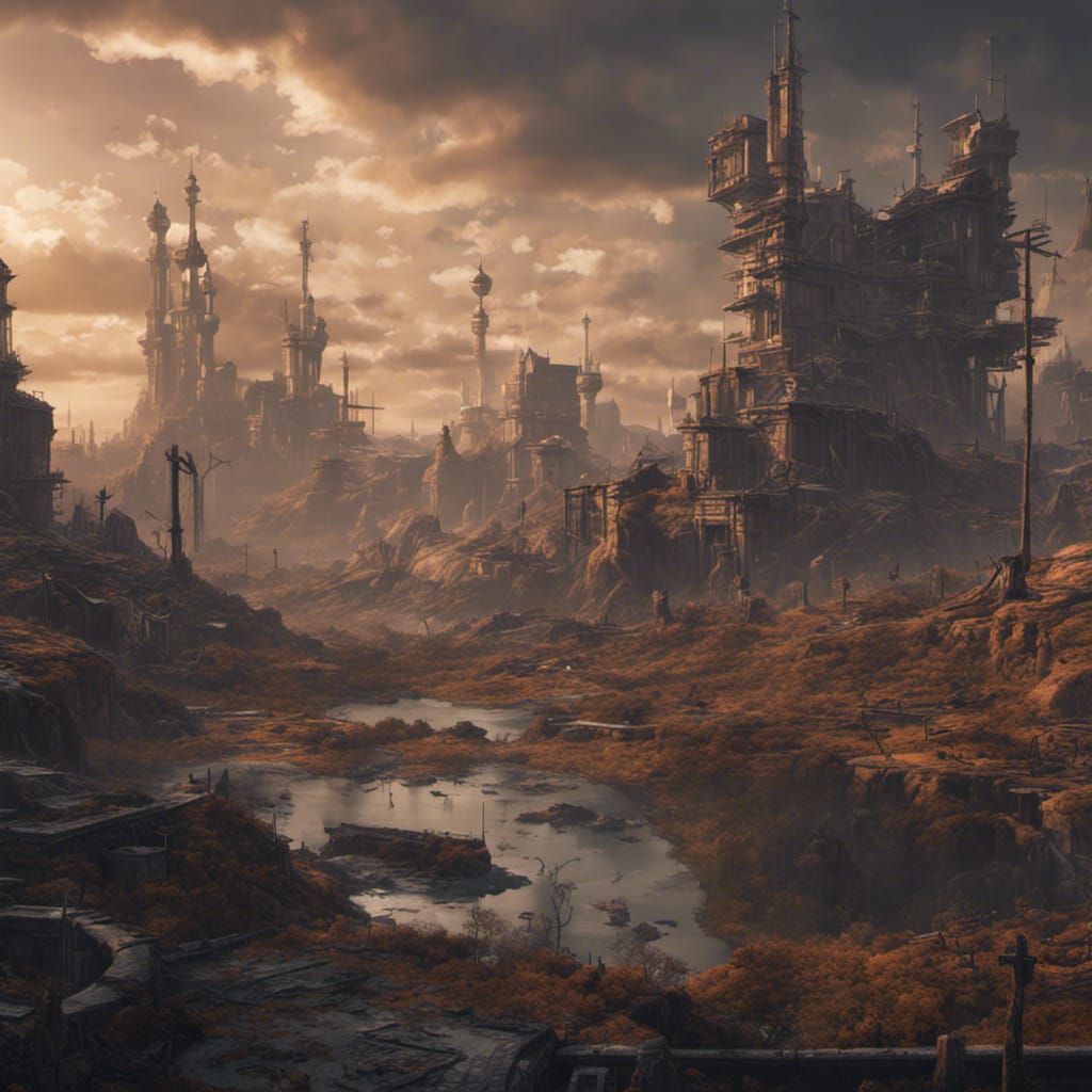 Post-War Dystopian Landscape in Detailed Matte Painting