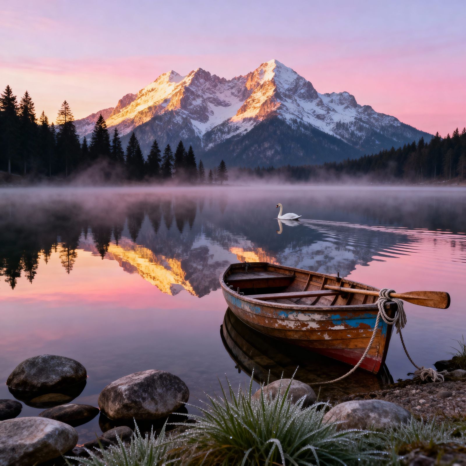 Alpine Lake Sunrise Reflection Cinematic Shot