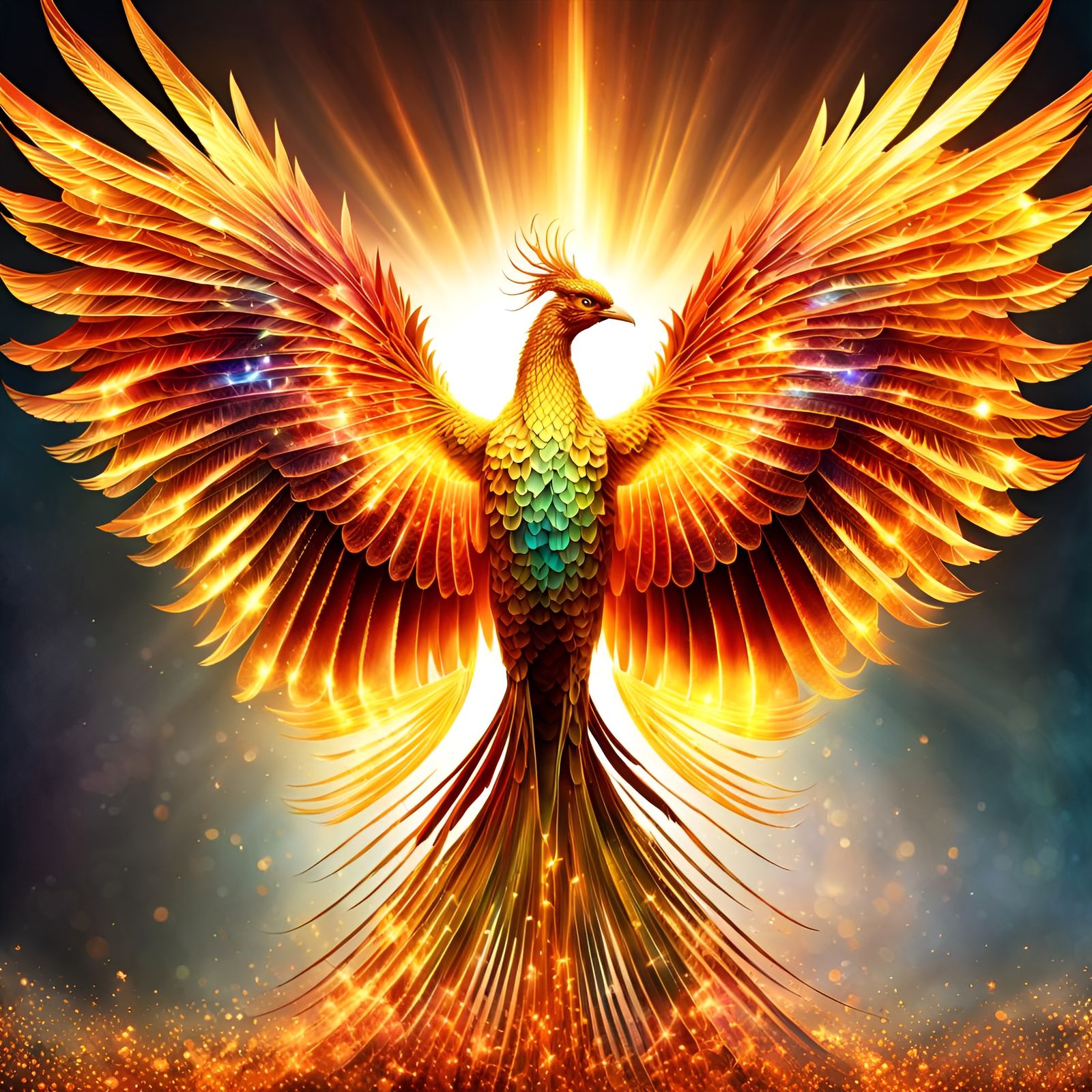 Majestic Phoenix Rising with Broken Glass Effect
