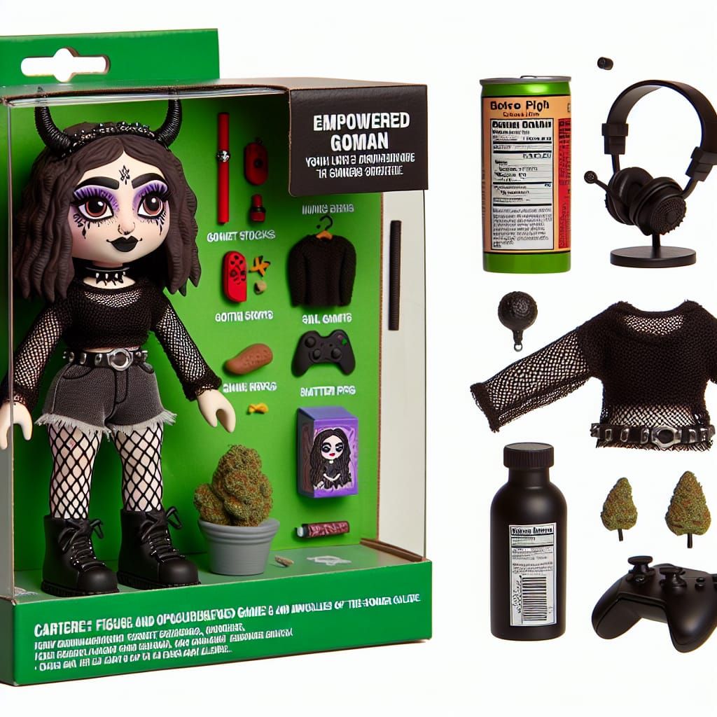 Cartoon Gamer Girl Figurine in Packaging
