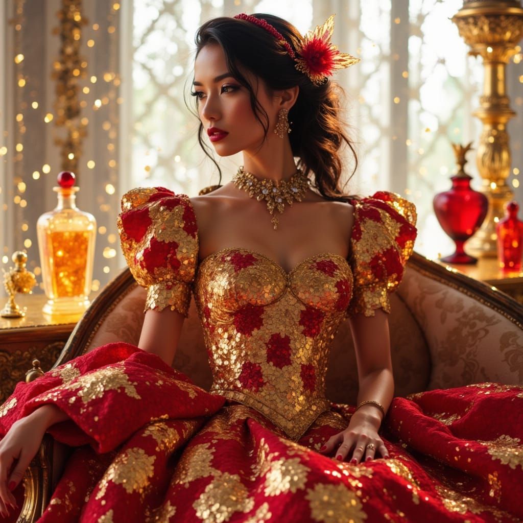 <lora:Black-n-Gold:1.0>  <lora:Flux inksplash fairy:1.0>