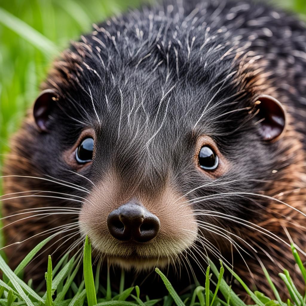 Macro Mole Nose Emerging from Hole