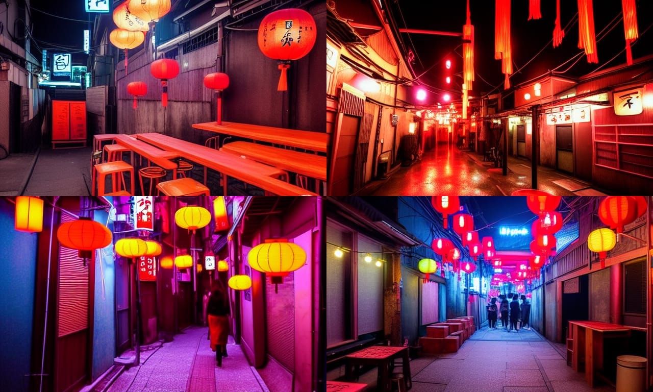 Cyberpunk Tokyo Alley with Noodle Bar