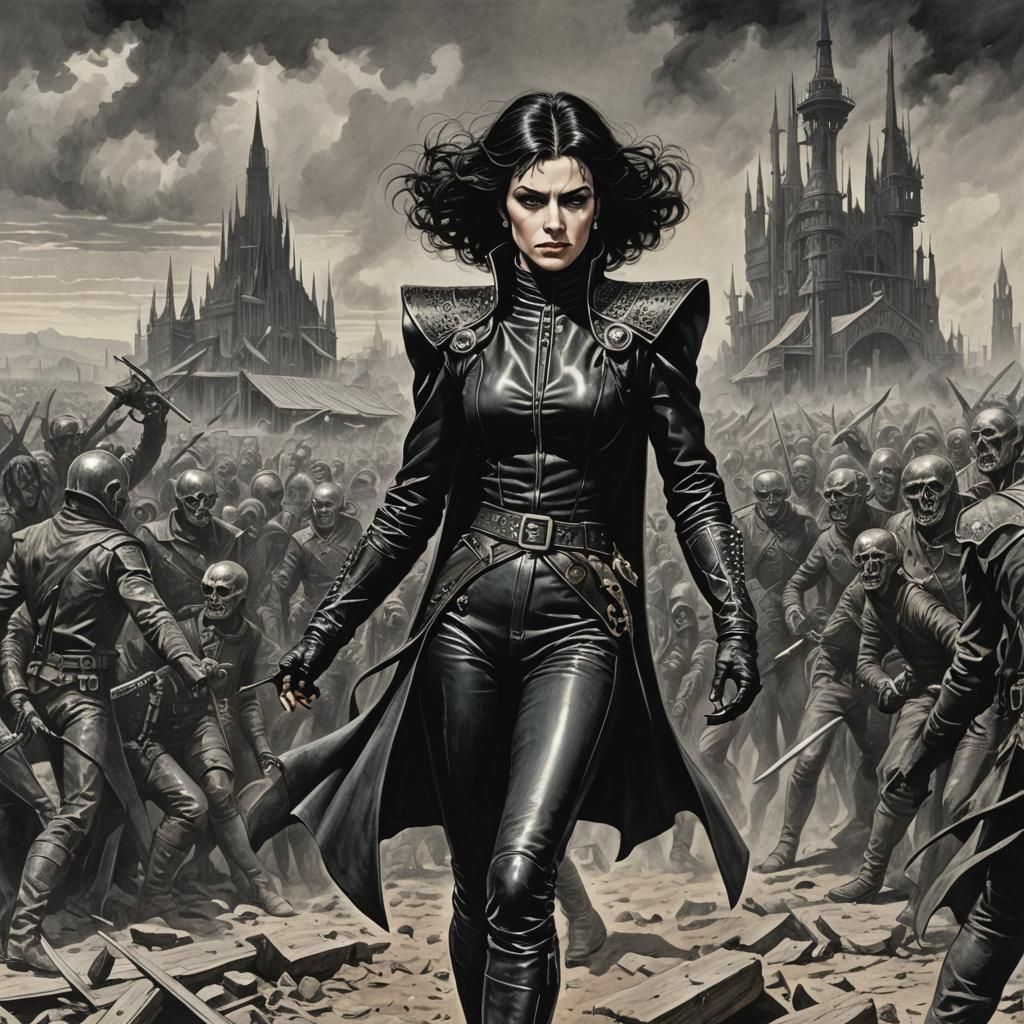 Giantess Servalan Stomps Through Grand Prairie, Horror Art