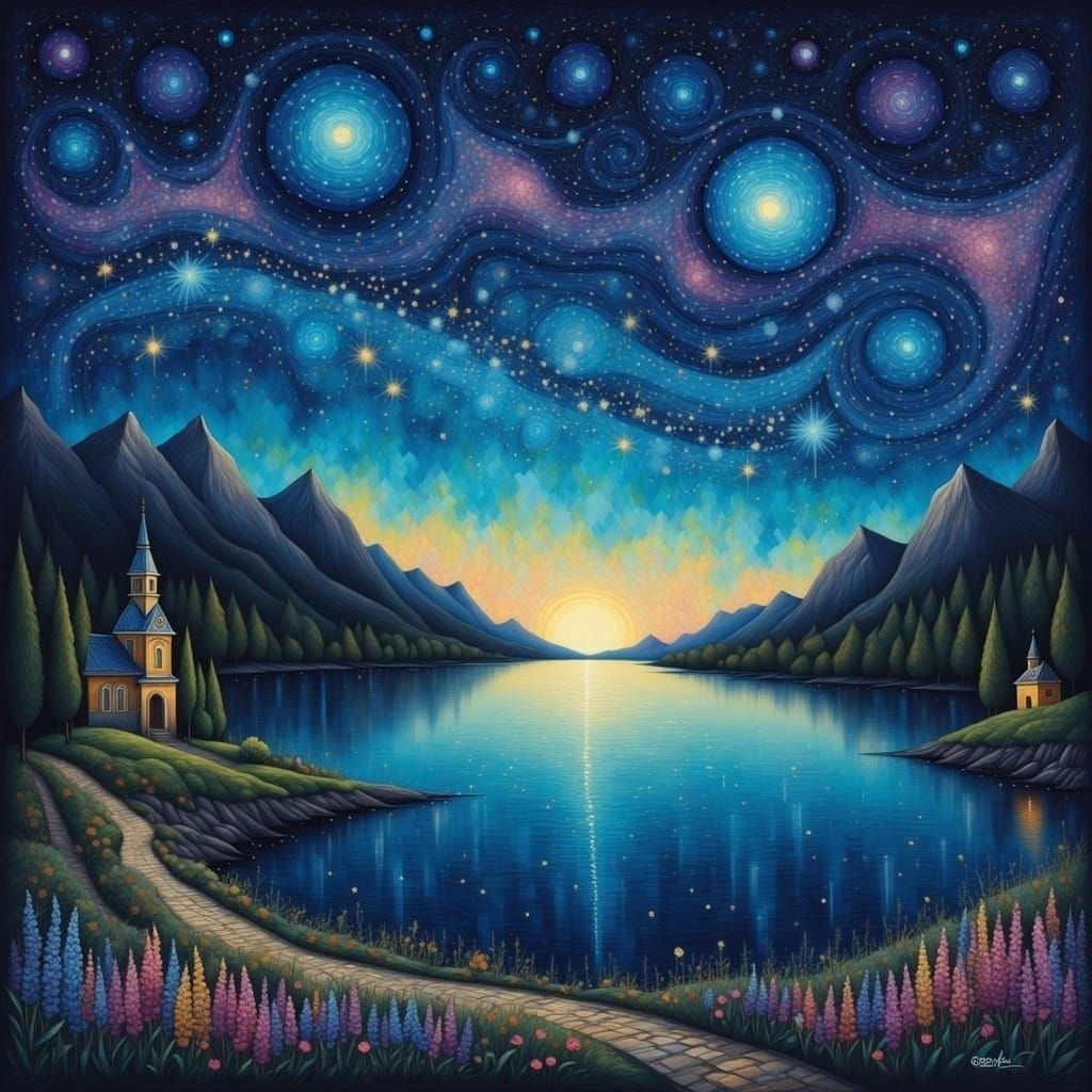 Starry Night Inspired by Van Gogh's Fantasy