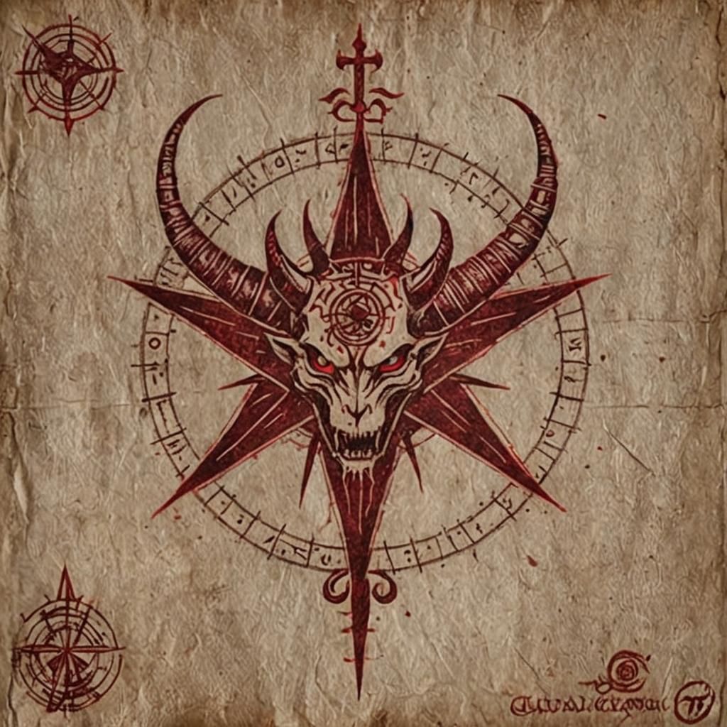 Chupacabra Sigil Tattoo Design in Red Ink