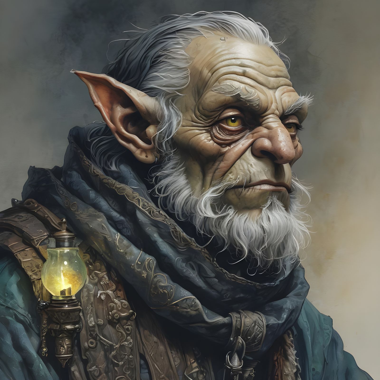Goblin Alchemist Portrait in Renaissance Style