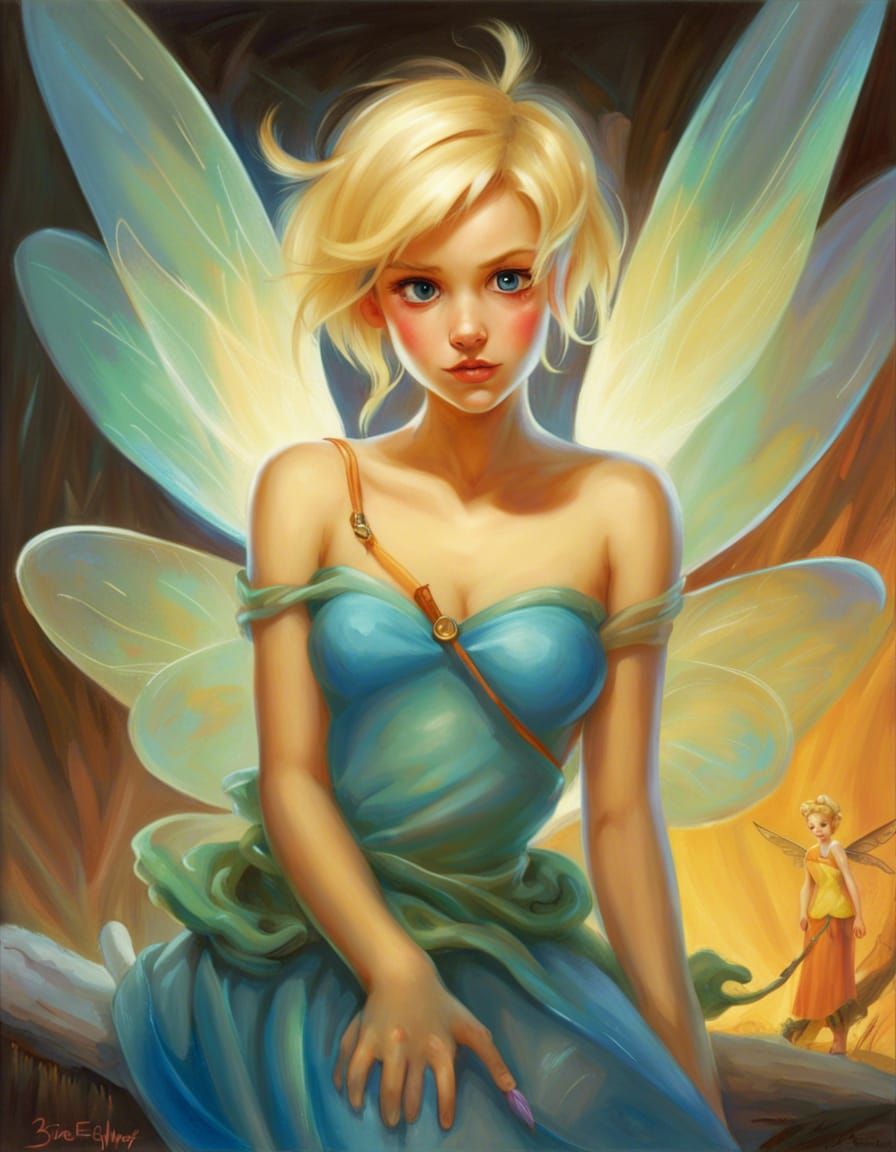 Dystopian Tinkerbell with Translucent Wings in Post-Apocalyp...