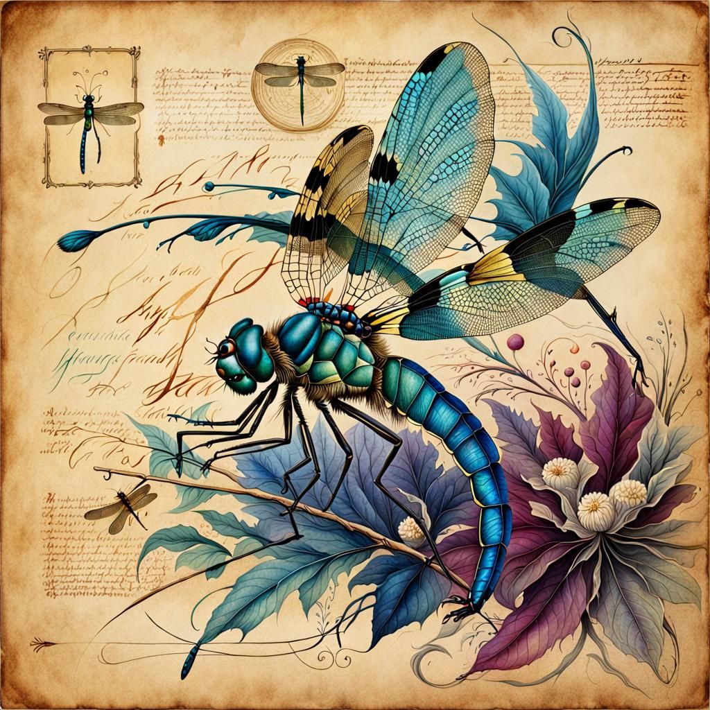 Medieval Speculative Evolution of Dragonflies on Parchment