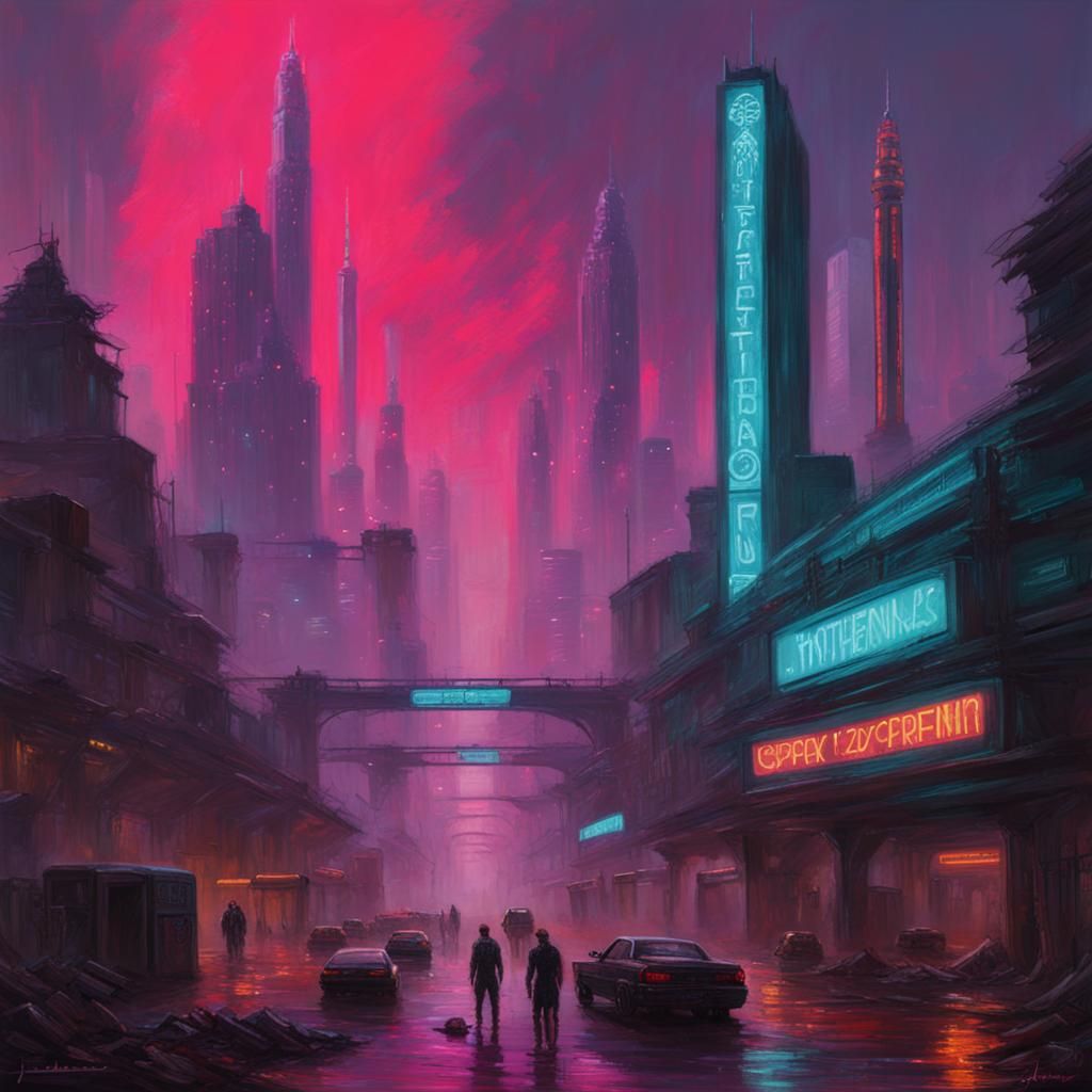 Cyberpunk Necropolis: A Sinister Neon Metropolis