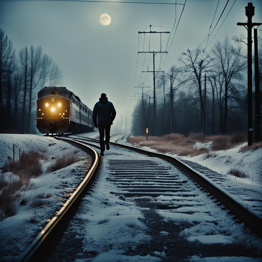 Twentieth Century Train Wreck in Winter