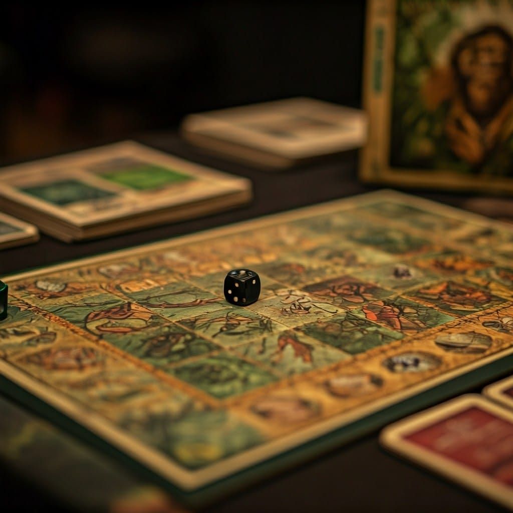 Mysterious Board Game in a Jungle Setting