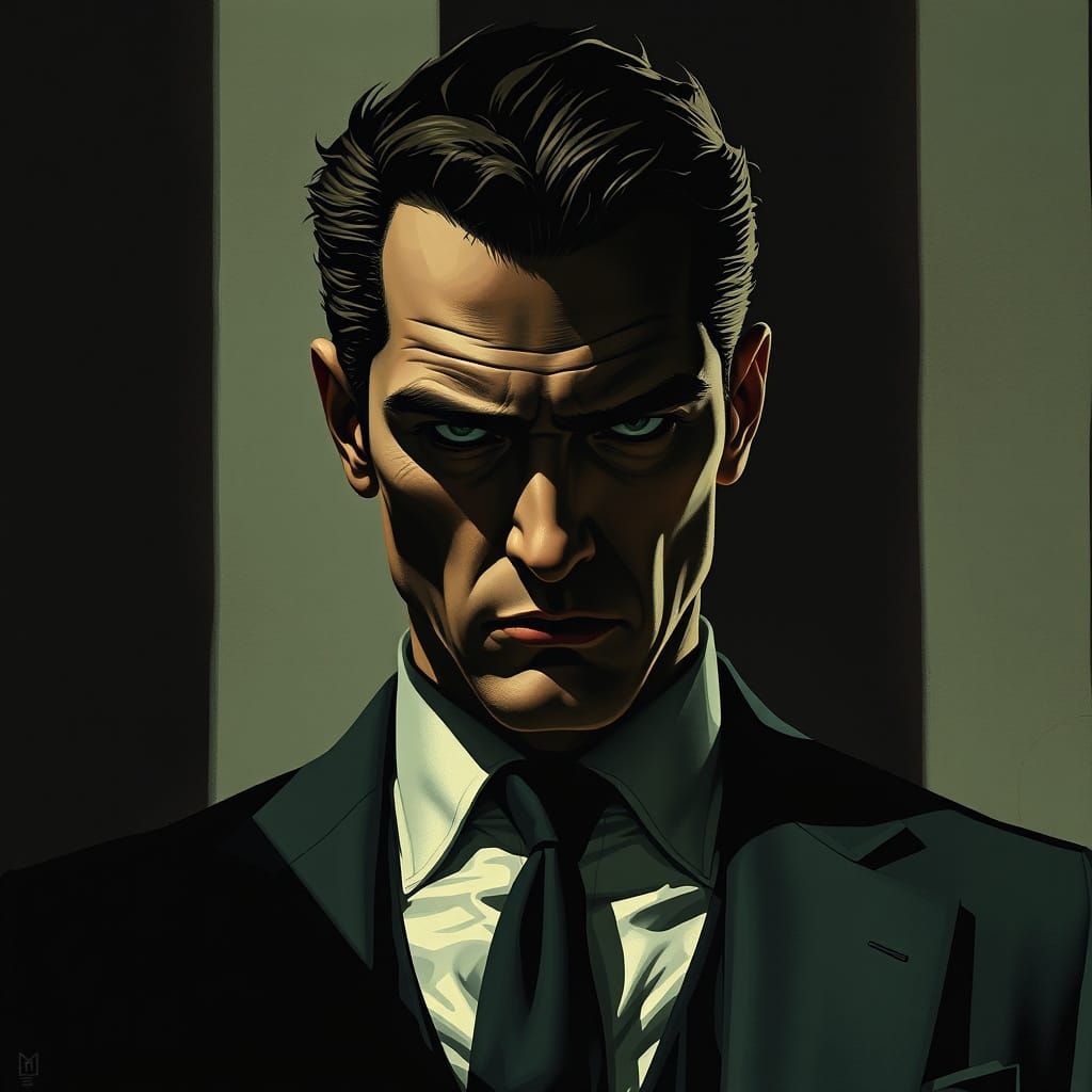 Noir Charisma: A Brooding Man in Style