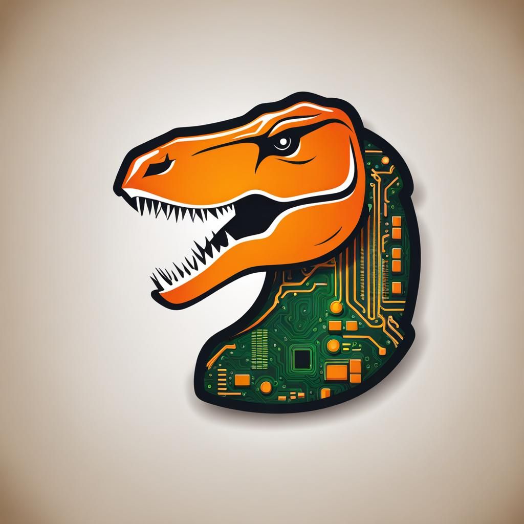 Orange Trex Head Logo with Circuit Board