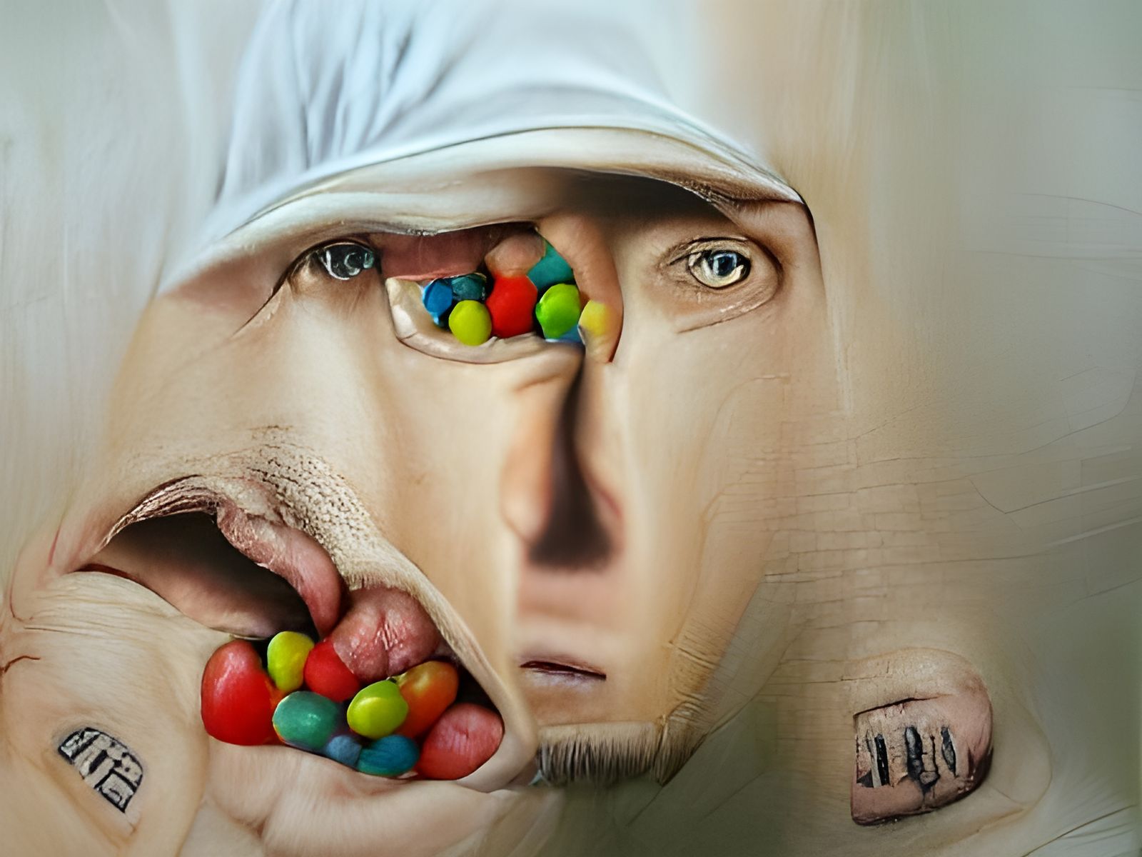 Eminem as M&M's: Surreal Hyperrealistic Fusion
