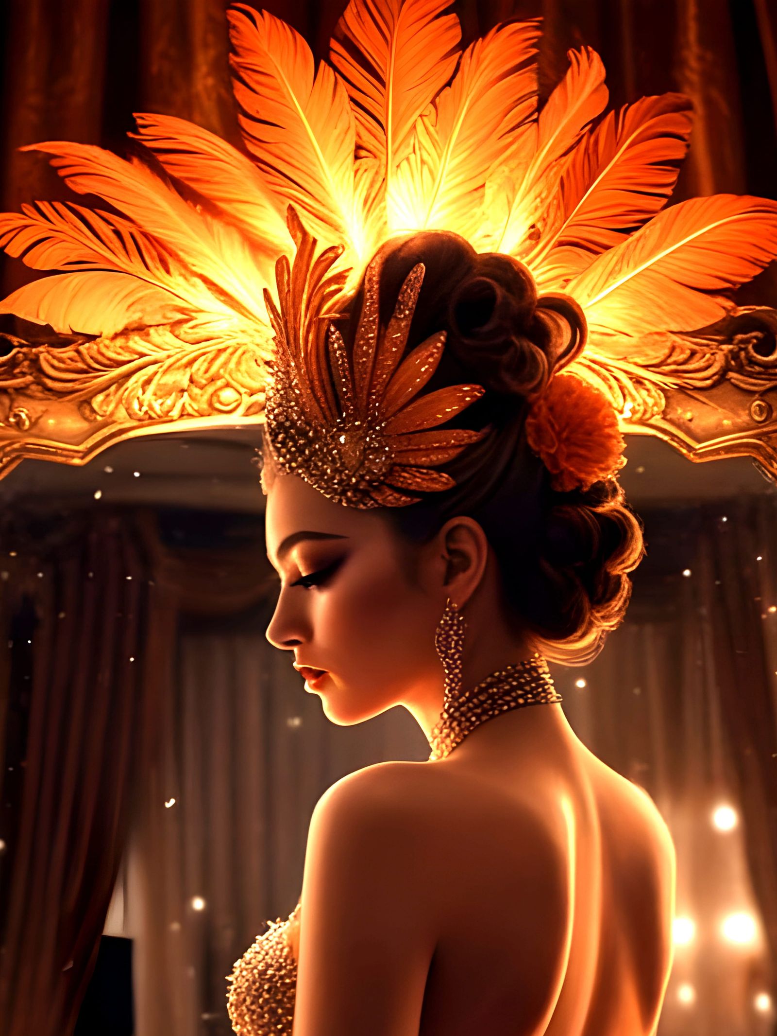 Showgirl Backstage with Butterflies: Digital Painting