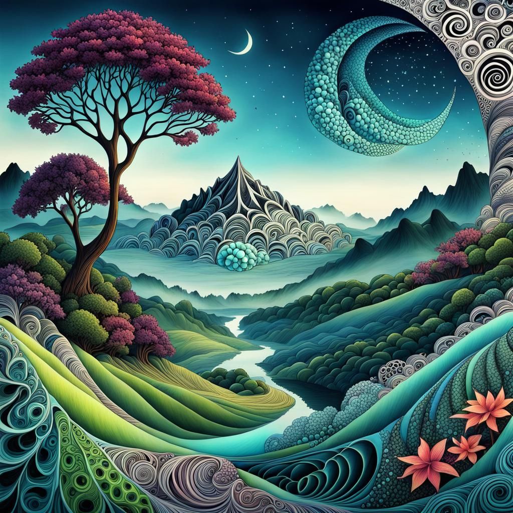 Luminous Fractal Fantasy Landscape