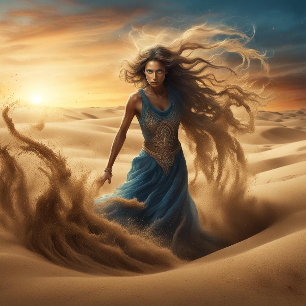 Sand Woman Emerges in a Digital Matte Painting