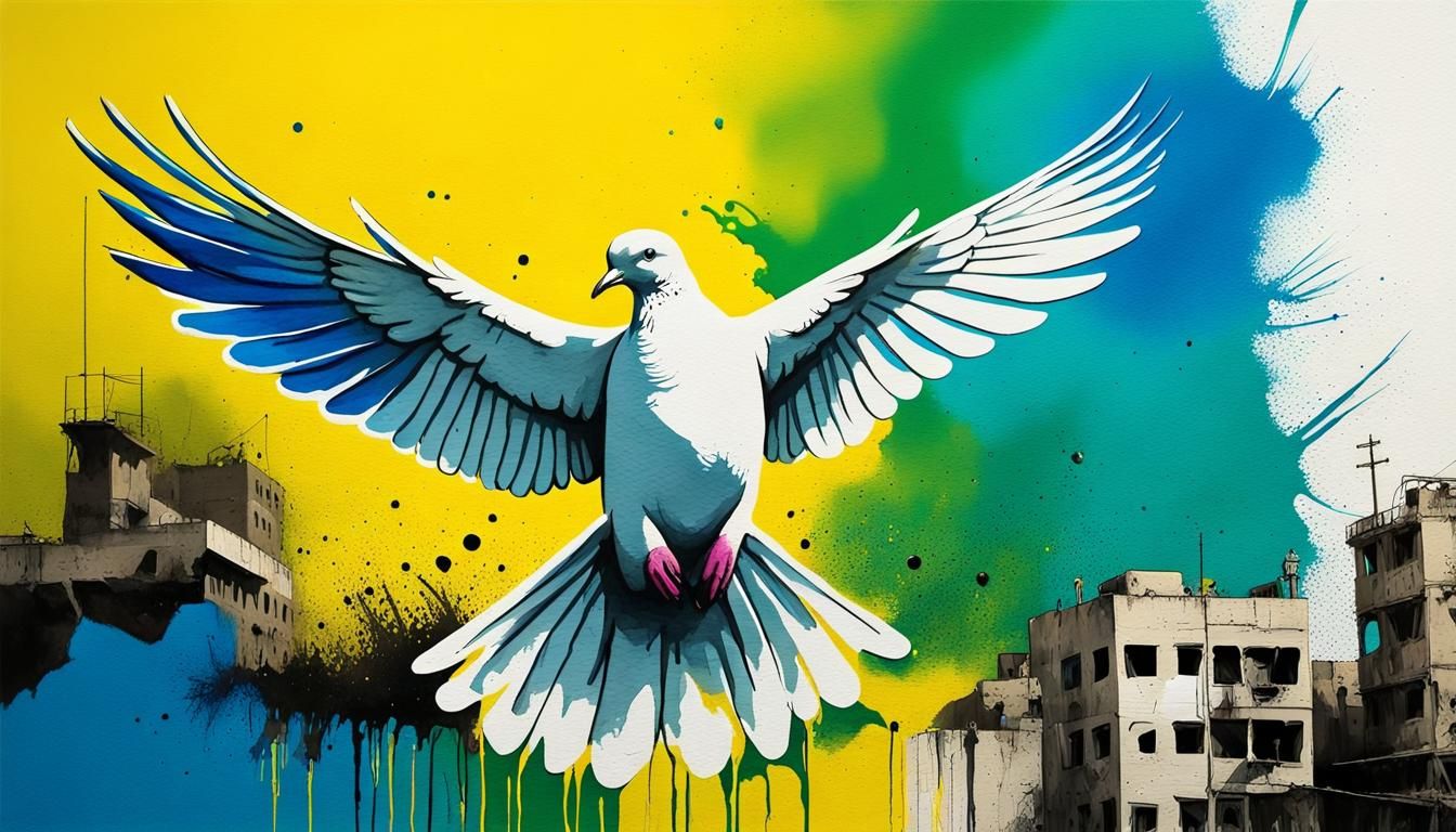 Dove Over Gaza in Banksy-Style Graffiti Art