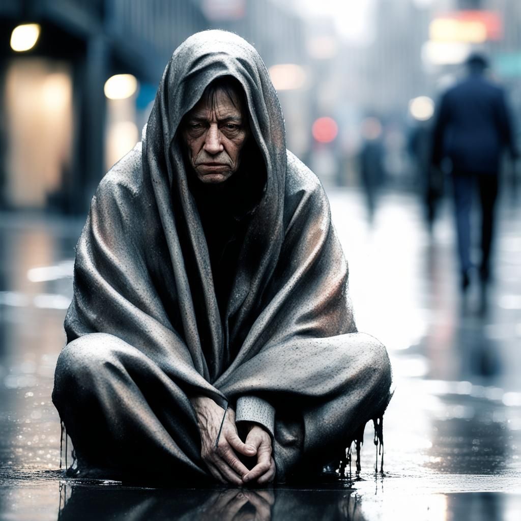 City Streets - London - Poor and Homeless Man