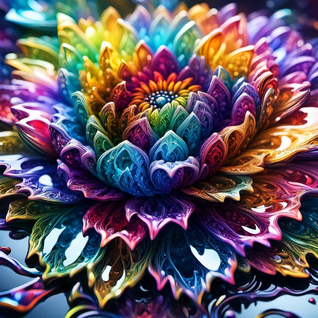 Fluid Florals… Rainbow Sunflower