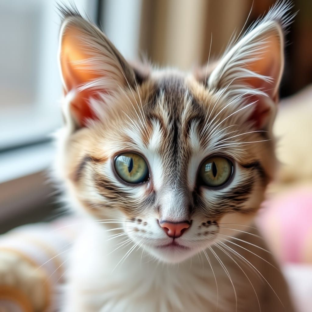 Whimsical Portrait of a Chalky Kitten