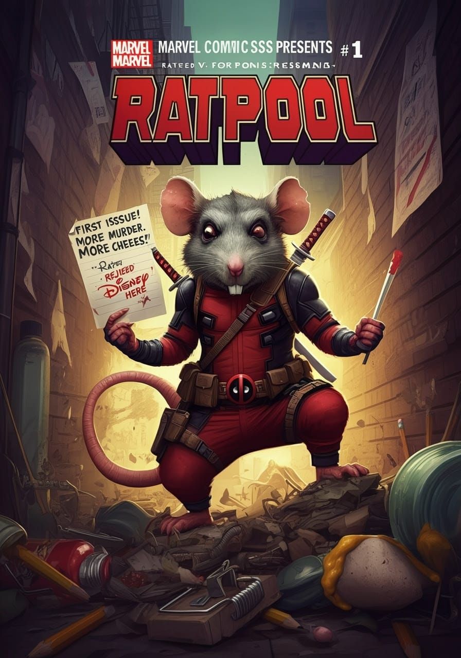 Ratpool Comic Cover: Chaotic Rat Superhero