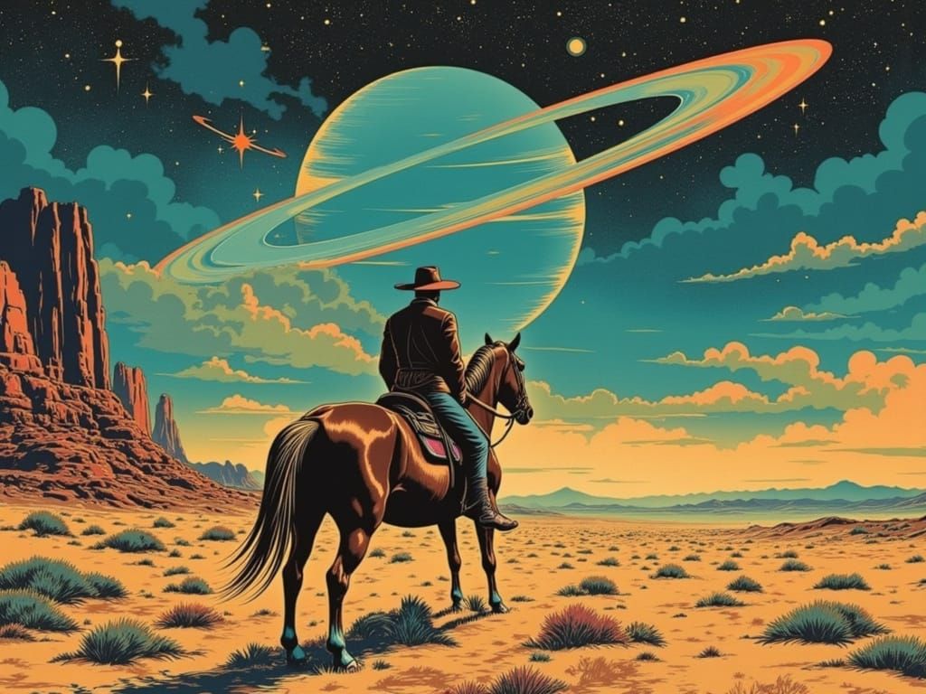 Cosmic Cowboy in Western Surrealism