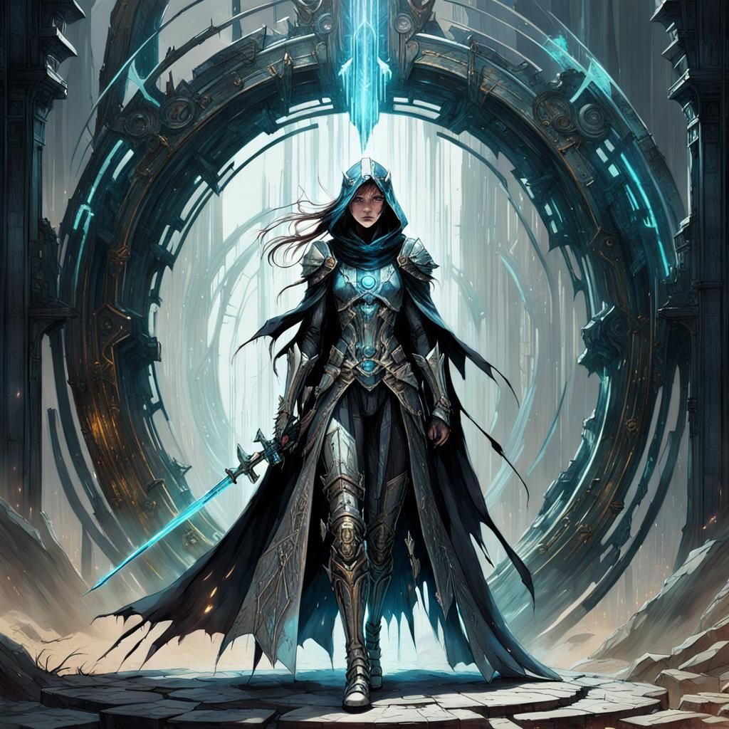 Futuristic Lunarcore Android Knight with Shardblade