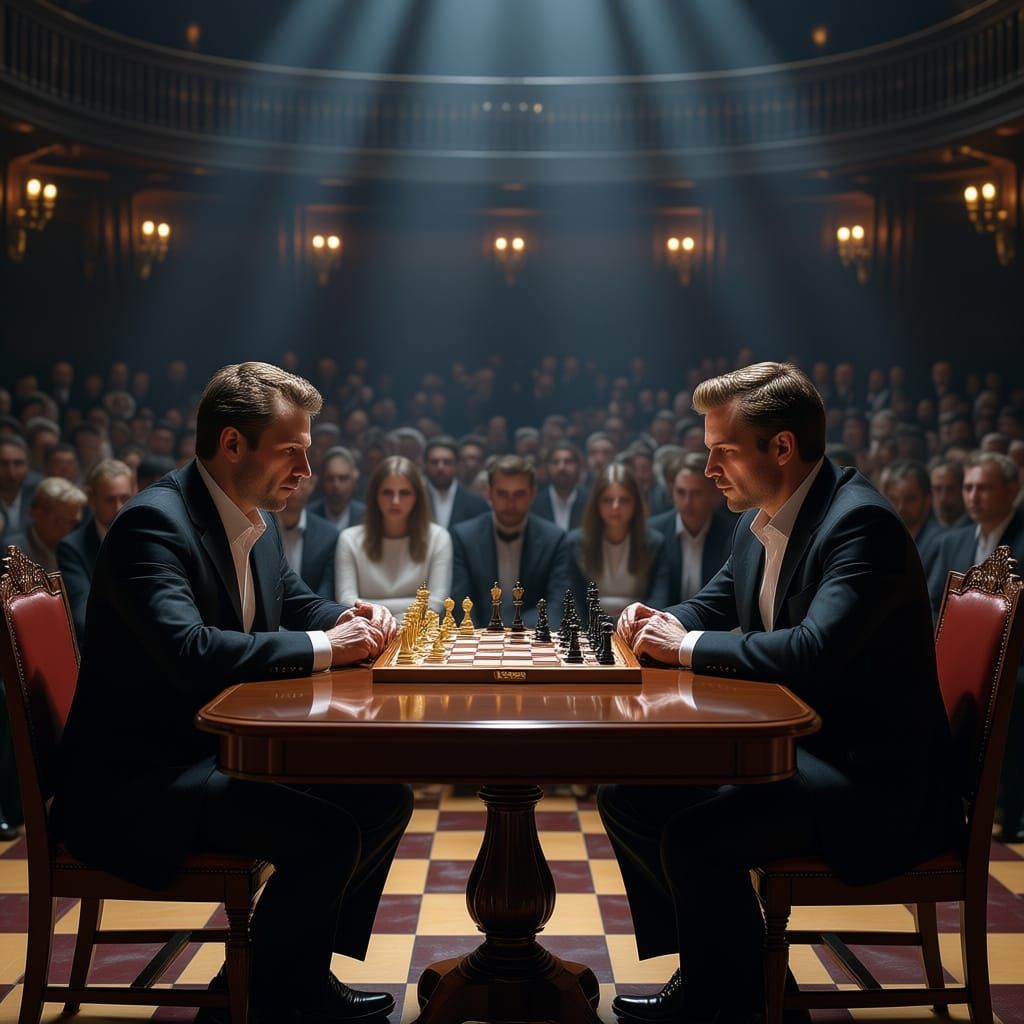 Tense Chess Match Before Spectators