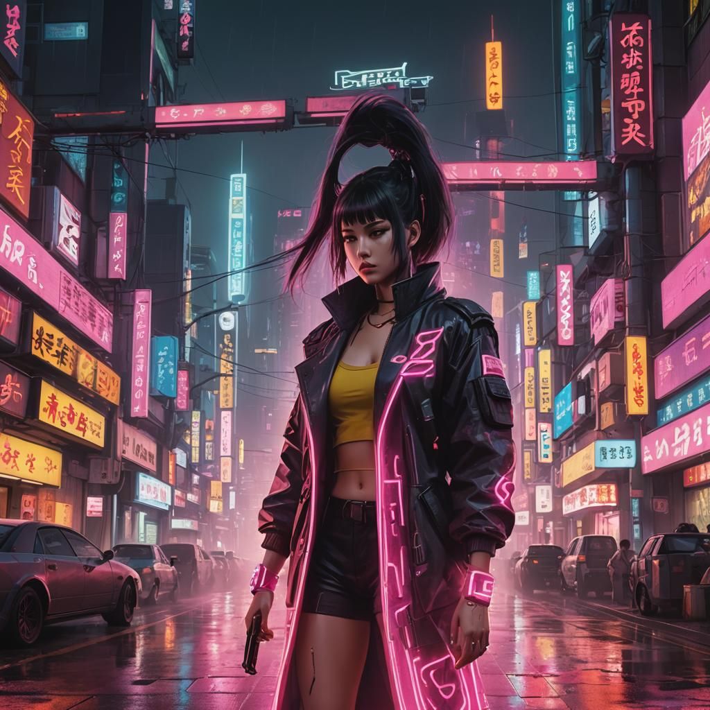 Neon Cyberpunk Alley in Japan 2099