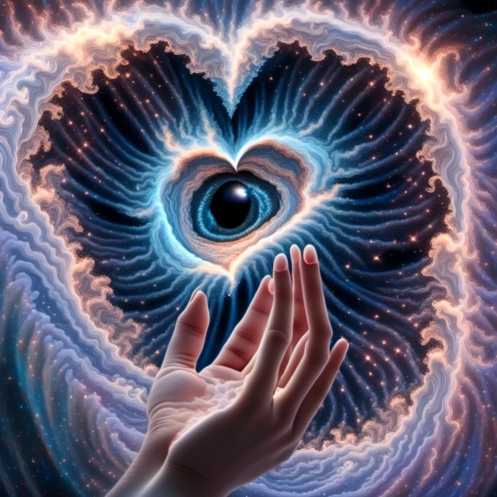 Hand Holding Broken Heart with Crying Eye