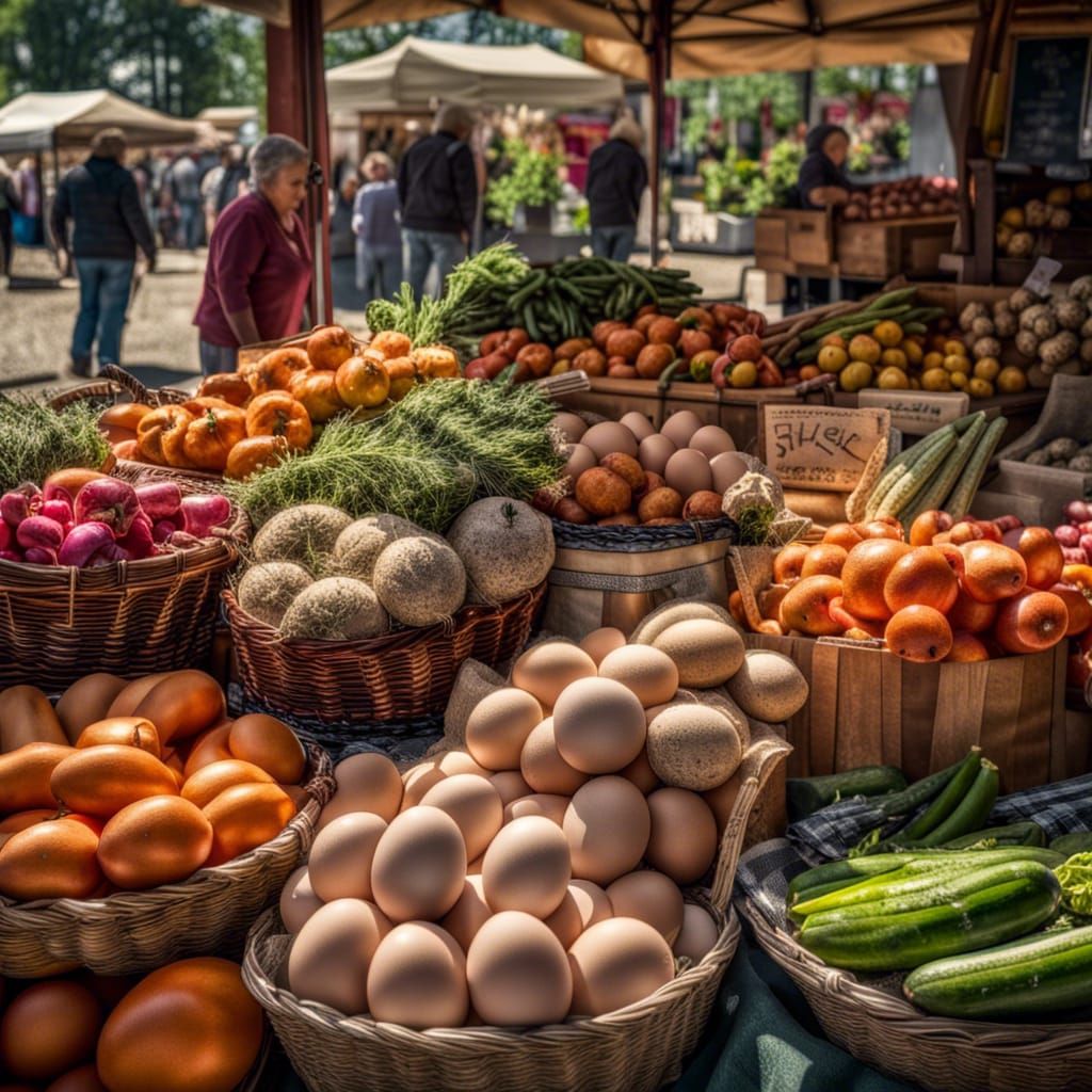 Bustling Farmer's Market on a Sunny Day