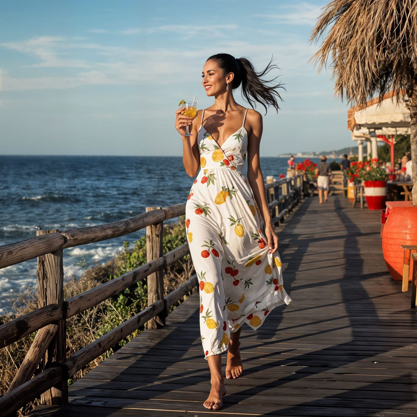 Italian Woman on Boardwalk in Lomography Style