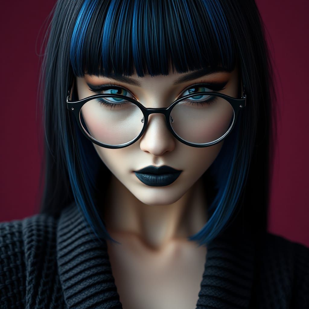 Captivating Goth Woman Portrait in Hyperrealistic Style