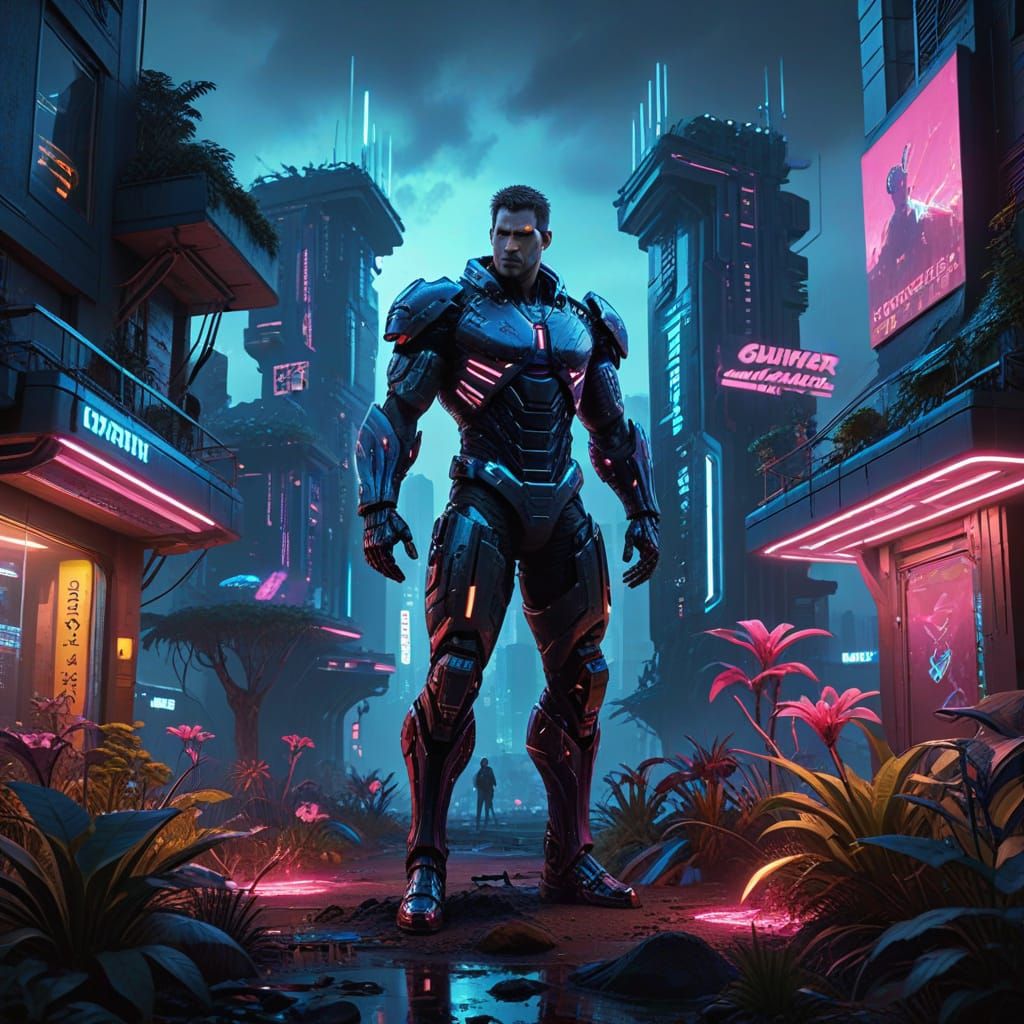 Gulliver Among Tiny Lilliputians in Futuristic City